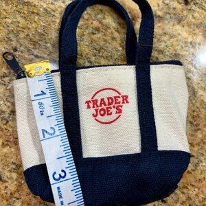 Trader Joe's teeny tiny zippered canvas tote bag for Barbie Doll Cute Empty